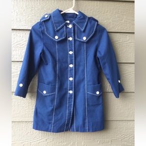 Vintage Herzfeld’s little girls cotton Navy Trench sailor Coat jacket, 1950’s?